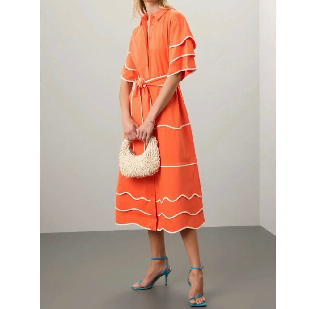 Alexis Rhodes Orange Midi Dress Small